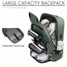 1pc Multifunctional Large Capacity Backpacks For Women's, Multi-Purpose Hiking Bags, Outdoor Camping Backpacks With Shoe Compartment And USB Charging Port, Business Laptop Backpacks, Men's And Women's Gifts, School Backpack - 軍綠色 - 查看 4