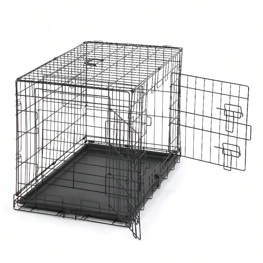 Versatile Steel Pet Kennel With Multiple Locking Doors, Removable Tray