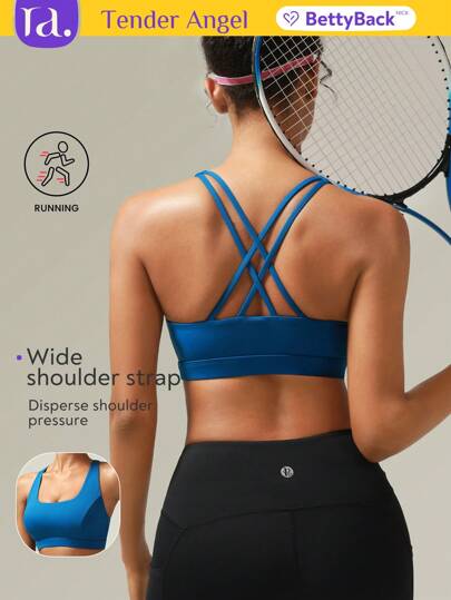 Tender Angel 夏季健身女士运动文胸，具有高支撑可拆卸垫和工字背设计