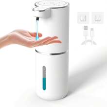 DONASIRA 万圣节和圣诞节必备，新款自动感应皂液器，跨境液体洗手液，儿童壁挂式电动泡沫洗手液，时尚设计，USB充电，380ml/400ml容量，4档可调泡沫和输出，0.25秒响应时间，适用于餐厅、学校、家庭、公共区域、厨房、浴室家居浴室装饰秋季装饰返校 - 多顏色 - 查看 20