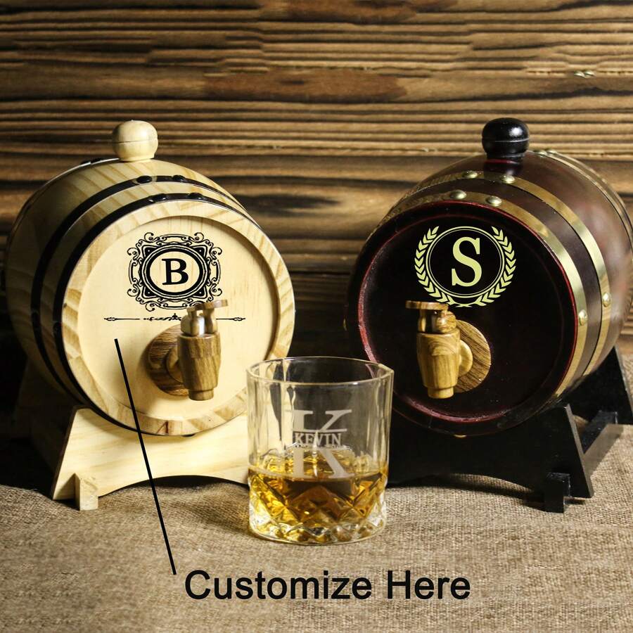Personalized Oak Whiskey Barrel,Whiskey Cask For Dad,Bourbon Barrel,Home Bar,Groomsmen Gifts,Best Man Gifts,Gifts For Dad Father Grandpa ,Waterproof,Anti-Mold Stylish,Adorable,High-Quality Custom,Personalized,Unique Ideal Gifts For Her Boyfriend,Girlfriend,Dad,Mom,Family,Friends,Son,Daughter,School Students,Kids For Anniversaries,For Birthdays School,Office,Home - Multicolor - View 1
