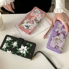 夏季春季 1 件花卉印花卡槽钱包手机壳保护套适用于 S24/S22/S23 Ultra/S20FE，女款防水防震防摔防刮 - 粉色 - 查看 5