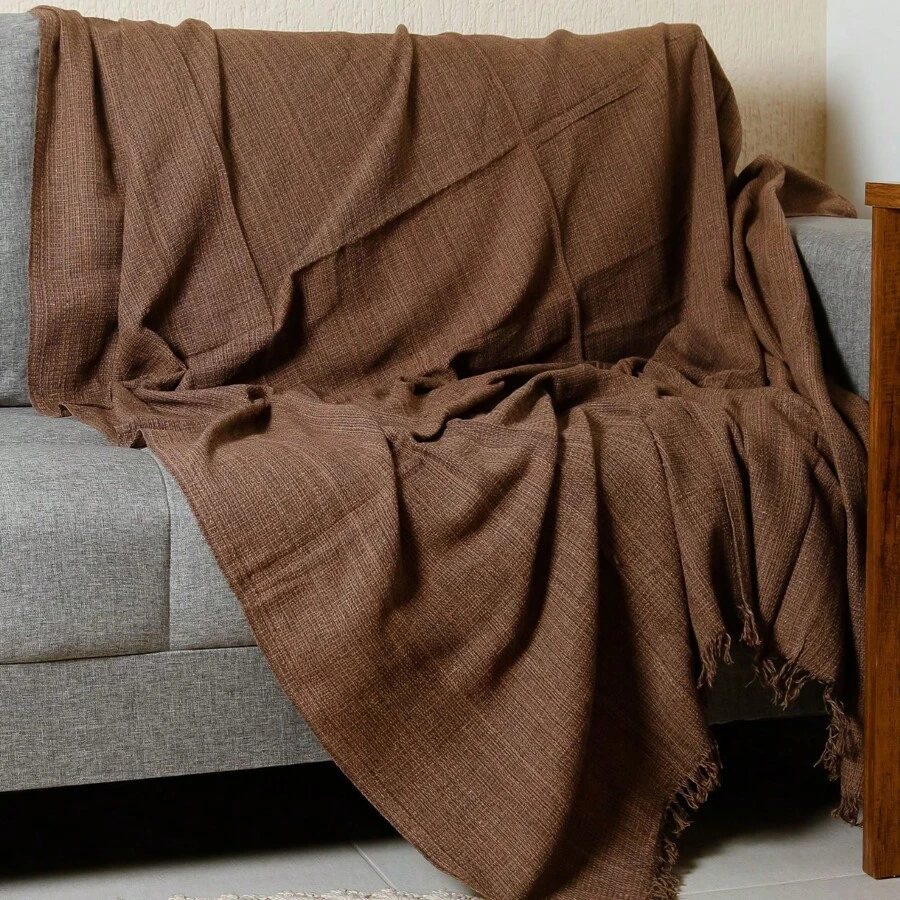 Giant King Sofa Blanket 3.00 X 1.80 Large Protective Decoration 100% Cotton - 鏽棕色 - 查看 1