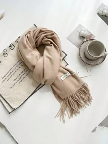 FADZOYLE 1pc Wool Women's Winter Scarf Silky Soft Pashmina Feel Shawls And Wraps For Wedding And Gift Evening Dresses Travel Office Large Solid Color Tassel Scarves