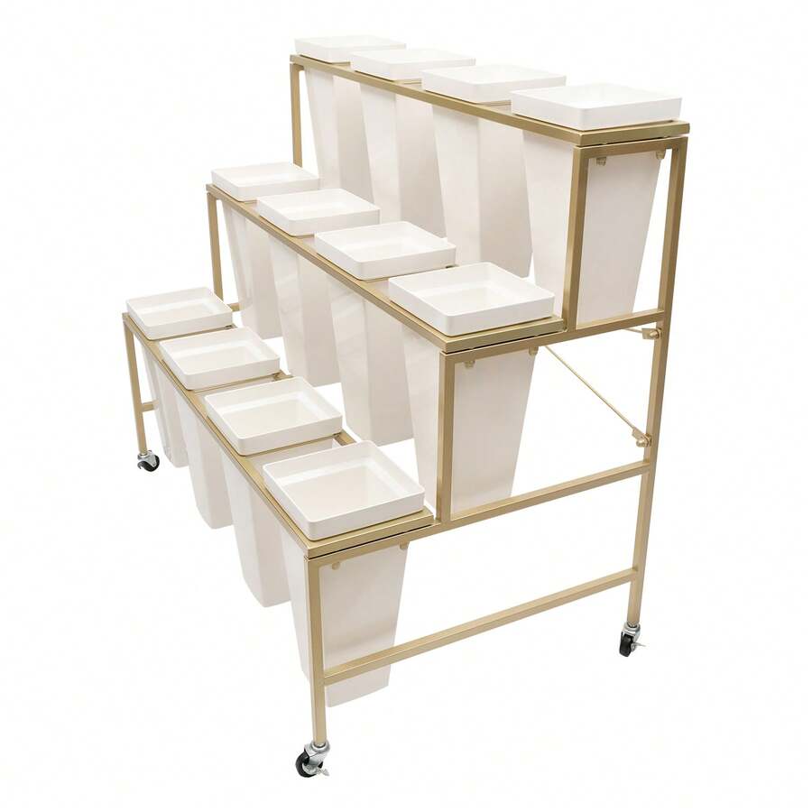 Gold Three Layer Flower Shop Flower Display Rack Gold One Layer With