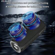 ZEALOT S51 20W 无线扬声器，户外便携式低音炮扬声器，无线扬声器，双配对，1800mAh 电池，10 小时播放时间，大声立体声，震撼低音，充电线，兼容 TF USB 插入卡 - 黑色 - 查看 5