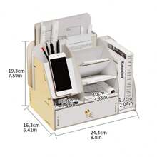 Wooden Desk Organiser,Multi-Use Desk Tidy  W/ Drawer