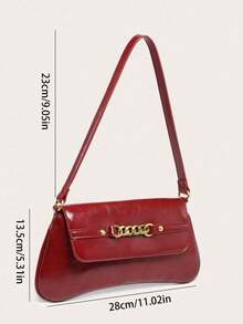 1 chiếc túi đựng bánh mì đeo vai dưới cánh tay trang trí nhiều vòng cổ điển, thích hợp cho hẹn hò, dạo phố, tiệc tùng - Màu Đỏ Sâu - Xem 5