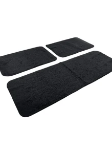 3 Piece Cotton Kitchen Rug Set Kit Low Pile Various Colors - 黑色 - 查看 2