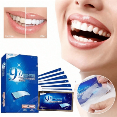 9D Aufhellungs Zahnaufkleber, rutschfeste Zahnaufhell-Streifen, Gel zur Zahnpflege und Flecken-Entfernung, Mundhygiene Patch