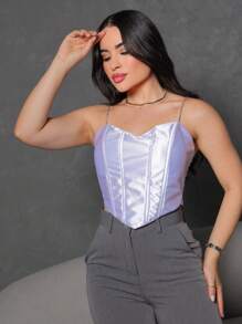 Elegant Women's Cropped Corselet - 白色 - 查看 1