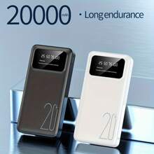 Baterie externă portabilă de mare capacitate, 10000/20000 mAh, încărcător USB portabil 5V2.1A, compatibilă cu dispozitive Android/ (ieșire 2xUSB, tip C, micro), baterie litiu-polimer cu afișaj LED și digital, stabilă