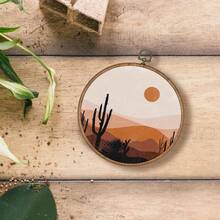 1 件 Boho Sun Cactus 沙漠墙壁艺术装饰 - 中世纪现代装饰纺织墙壁艺术帆布画框悬挂印刷品，极简主义中性圆形墙壁艺术装饰适用于家庭卧室装饰 10"X10" - 彩色 - 查看 9