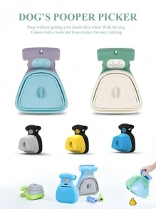 1 件装狗狗粪便拾取器-粪便夹-方便携带（内含 1/6 卷塑料垃圾袋）-可折叠垃圾清洁器-便携式徒步扣宠物粪便夹-令人愉悦的遛狗体验-容器内部可存放垃圾袋 - 彩色 - 查看 2