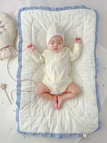 1件婴儿绉棉床垫垫，柔软蓬松绒面床垫，婴儿房柔软床垫，儿童棉质床垫，双面可用，可机洗