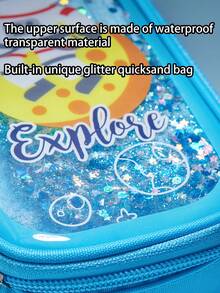 1 件宇航员图形闪光铅笔盒，大容量学生文具收纳袋 - 彩色 - 查看 3