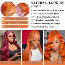 Ginger Lace Front Wigs Human Hair Pre Plucked 13x4 Body Wave Lace Frontal Wigs Human Hair 350# Colored Wigs Human Hair Ginger Body Wave Human Hair Wig Orange Ginger Wig