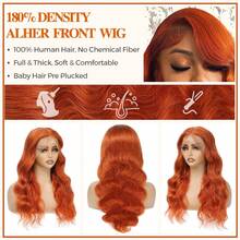 Ginger Lace Front Wigs Human Hair Pre Plucked 13x4 Body Wave Lace Frontal Wigs Human Hair 350# Colored Wigs Human Hair Ginger Body Wave Human Hair Wig Orange Ginger Wig