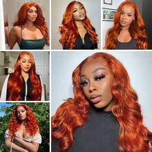 Ginger Lace Front Wigs Human Hair Pre Plucked 13x4 Body Wave Lace Frontal Wigs Human Hair 350# Colored Wigs Human Hair Ginger Body Wave Human Hair Wig Orange Ginger Wig