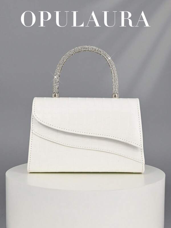 OpulAura 闪光手提包，迷人、优雅、精致、低调奢华的闪闪发光的金色，奢华的晚宴包，闪闪发光的水晶装饰手拿包，非常适合派对女孩、女士、新娘。非常适合派对、婚礼、庆典、晚宴/活动，与正式礼服、礼服、舞会礼服、生日礼服、派对包完美搭配，非常适合派对、婚礼、舞会、晚宴/宴会，与女士舞会礼服完美搭配