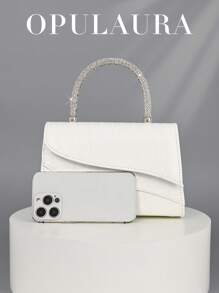 OpulAura 闪光手提包，迷人、优雅、精致、低调奢华的闪闪发光的金色，奢华的晚宴包，闪闪发光的水晶装饰手拿包，非常适合派对女孩、女士、新娘。非常适合派对、婚礼、庆典、晚宴/活动，与正式礼服、礼服、舞会礼服、生日礼服、派对包完美搭配，非常适合派对、婚礼、舞会、晚宴/宴会，与女士舞会礼服完美搭配