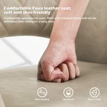 CLIPOP Dining Chair Set Of 2 Faux Leather Upholstered Kitchen Counter Chair With Armrest And Metal Legs Living Room Reception Chairs For Dining Room Lounge Bedroom Or Office - Apricot - View 6