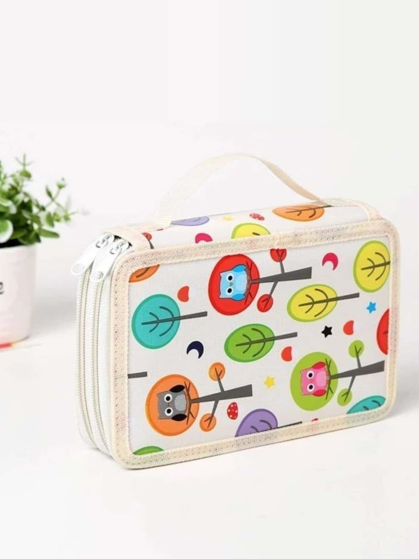 Kawaii Double Layer Pencil Case With 32 Colors And School Supplies/Stationery - 淺褐色的 - 查看 1