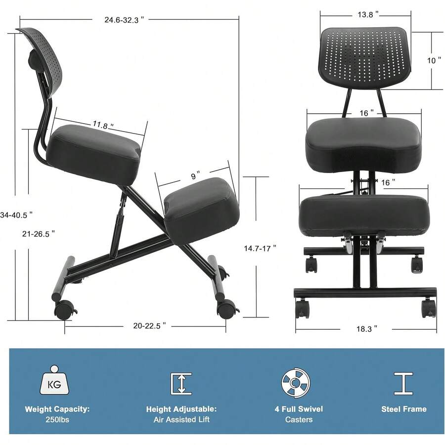 Ergonomic Kneeling Chair With Back Support, Kneeling Desk Chair For