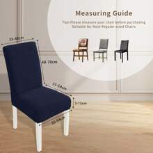 CYCMACO Chair Covers With Backrest 4/6 Pieces, Stretch Chair Cover, Universal Chair Covers For Dining Room Kitchen, Washable Removable, Easy To Clean And Durable - 藏蓝色 - 查看 6