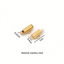 10pcs Stainless Steel Crimp End Beads Slide End Clasp With Chain Buckles Tubes Slider End Caps Connectors DIY Jewelry Accessories