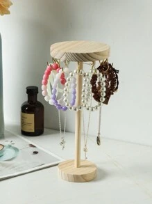 1pc Wooden Round Detachable Jewelry Display Stand, Necklace Pendant Bracelet Organizer, Simple Design, Jewelry Display Prop Sun Travel Cool Back To School - Wood Light Yellow - View 11