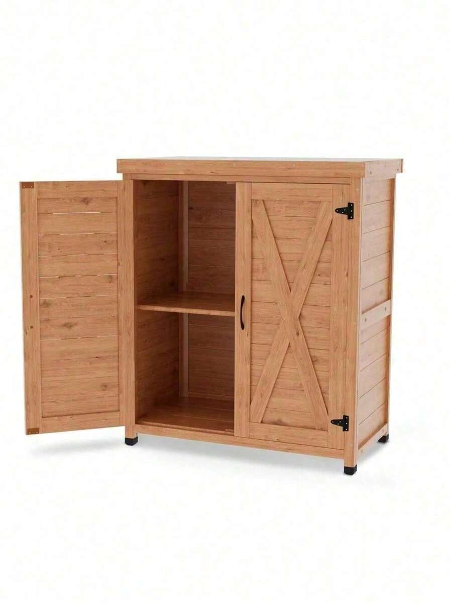 Potting Bench With Storage And Metal Table Top For Outdoor