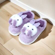 Fashion Plush Rabbit Slippers For Men And Women Home Thick Warm. - Black - View 4