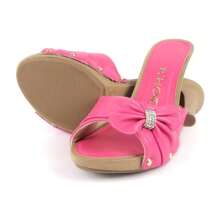 Tchocco Mid-Heel Clog With Bow And Rhinestones - Màu Hồng Tươi - Xem 2