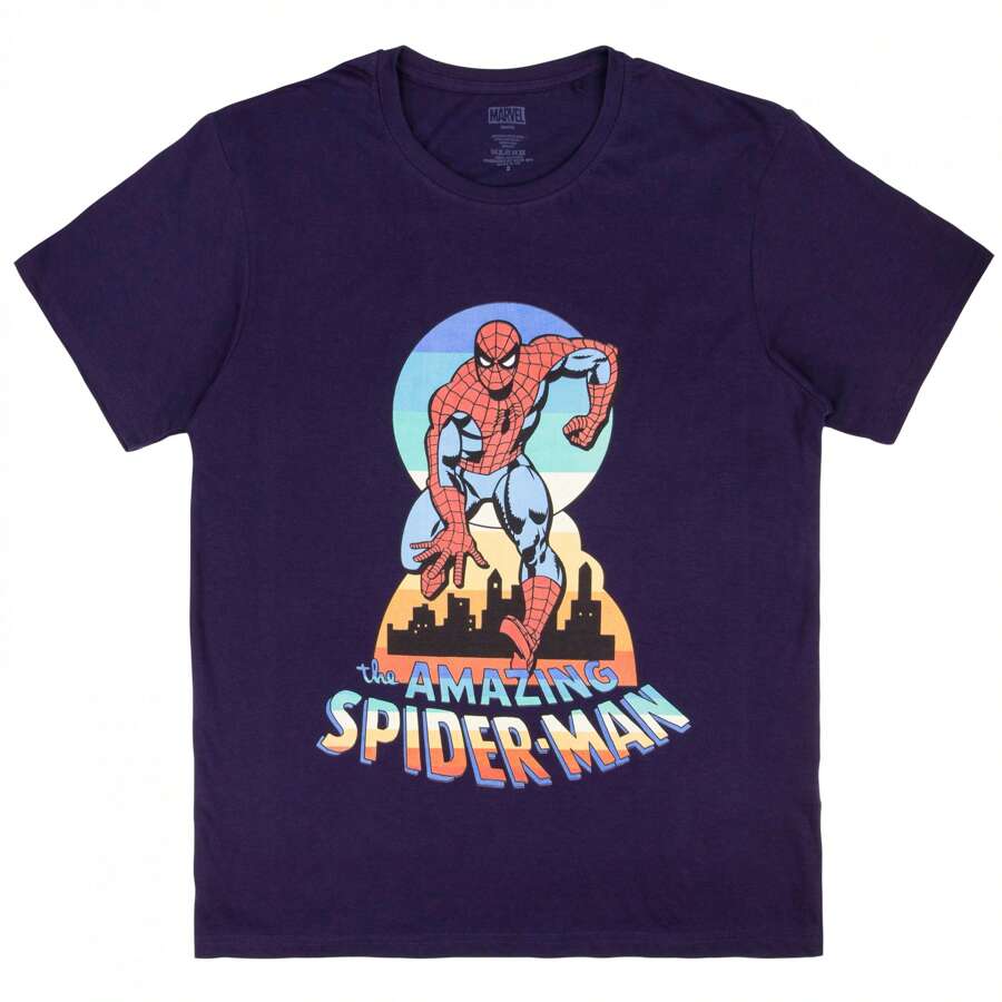 SPIDERMAN The Amazing  Retro Keyhole T-Shirt - 藍色 - 查看 1
