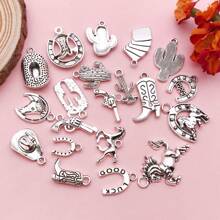 10/20 Pieces Western Cowboy Charms For Jewelry Making Alloy Antique Silver Cowboy Boot Hat Horse Cactus Charms Horse Western Pendant Cowboy Charms For Bracelet Necklace - One Size Fits All - View 6