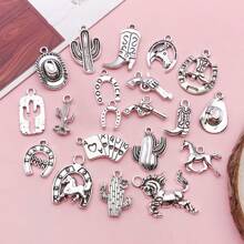 10/20 Pieces Western Cowboy Charms For Jewelry Making Alloy Antique Silver Cowboy Boot Hat Horse Cactus Charms Horse Western Pendant Cowboy Charms For Bracelet Necklace - One Size Fits All - View 9