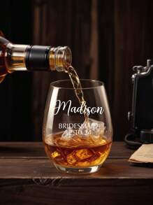 1pc Customized Text Glass Cup, Personalized Glass Drinkware, Customized Gift, Personalized Wine Glass, Personalized Glass Vessel, Wedding Gift, Celebration Moment, 350ml/545ml/550ml - 550mL/7.3*12.5*9cm - View 3