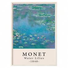 1 幅印象派艺术家克劳德莫奈海报睡莲帆布画墙壁艺术画适用于客厅家居装饰无框架 - 彩色 - 查看 23