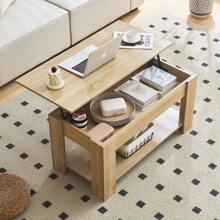CLIPOP Lift Top Coffee Table, Wooden Coffee Table With Hidden Compartment And Open Storage Shelf,Modern Sofa Side Table Center Table For Living Room And Bedroom - 棕色 - 查看 4