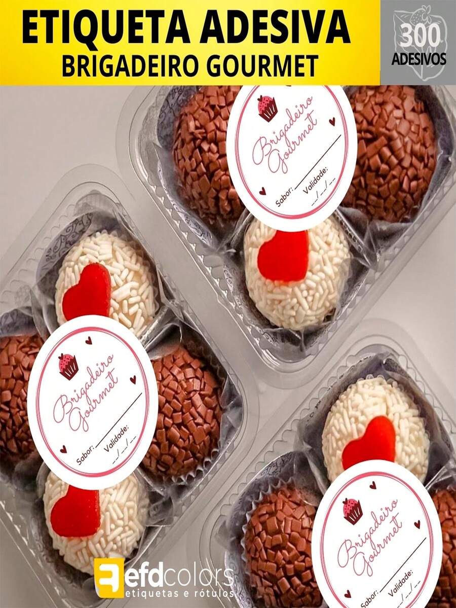 300 GOURMET BRIGADEIRO STICKER 4X4CM - White - View 1
