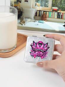 1 件经典 Y2K 千禧系列便携式可折叠轻便小巧不锈钢镀亮银纳米电镀边缘精细多功能折叠方形化妆镜 - 彩色 - 查看 6