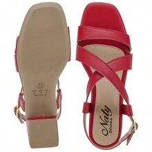 Women's Sandals 41,42,43 Medium Heel Fashion Gladiator Comfortable Blogger Original Naty Shoes - 紅色 - 查看 5