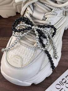 1pc Elegant Pearl Bow Hoop Tassel Shoe Clip Charm