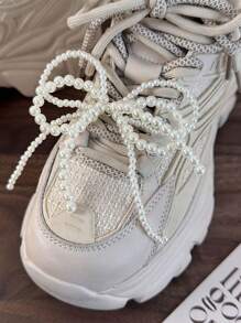 1pc Elegant Pearl Bow Hoop Tassel Shoe Clip Charm