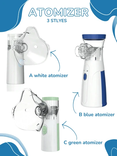 Portable Mesh Nebuliser - Silent Handheld Electric Nebuliser For Home Or Travel, Handheld Adult Nebuliser With Large And Small Size Masks, Mini Nebuliser (Batteries Not Included)