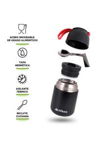 Redlemon Termo de Acero Inoxidable para Comida y Sopa 628 ml Hikeo - Negro - Ver 2