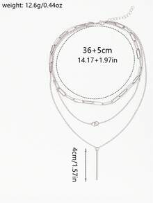 热销欧美珠宝女士多层合金吊坠几何时尚叠层项链 - 彩色 - 查看 5