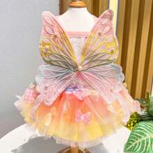 蝴蝶仙子宠物裙，适合猫狗 - 公主芭蕾舞裙婚礼服装，带牵引绳，适合中小型犬 - 轻盈透气 - 粉色 - 查看 13