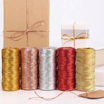 1Roll 1.5mm 100M Gold Silver Macrame Cord Rope String For Sewing DIY Rope Ribbon Crafts Twine Twisted Thread Christmas Home Decoration,Christmas Valentine Day